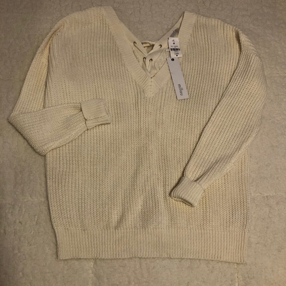 LF Millau white v neck sweater, size medium
